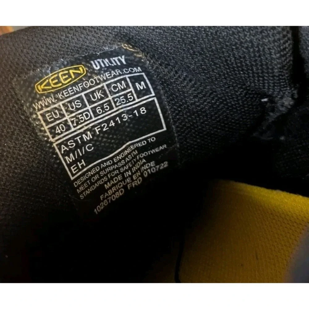 KEEN Utility Mens Safety Toe Work Lace Shoes Black Leather Slip Resistant 7.5D
